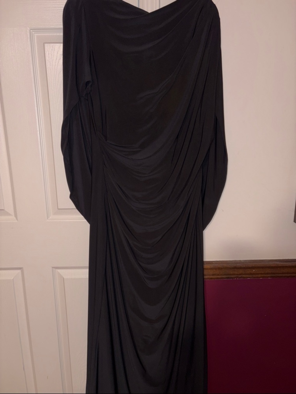 Aqua Black Draped Maxi Dress